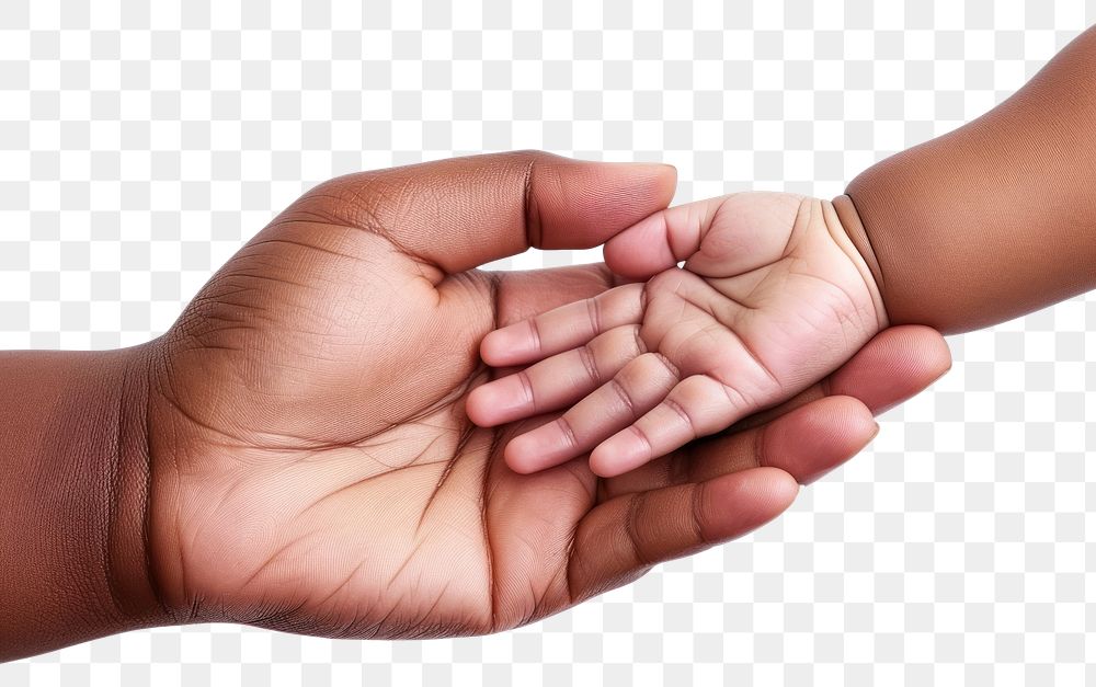 PNG Black mother with baby hand finger white background togetherness