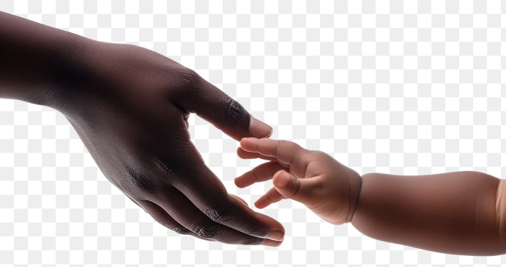 PNG Black mother with baby hand finger white background togetherness.