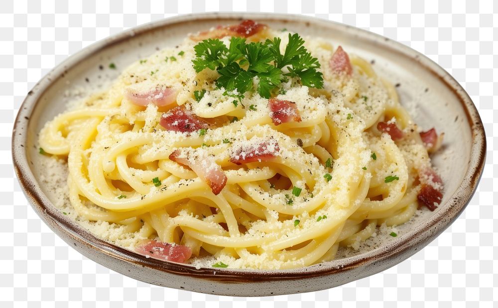 PNG Plate food carbonara spaghetti.