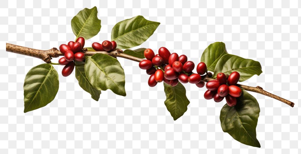 PNG Coffee beans on a tree branch cherry coffee plant
