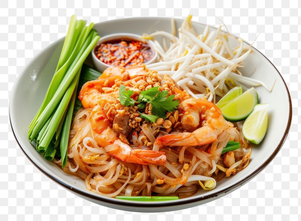 PNG Pad thai noodle pasta plate.