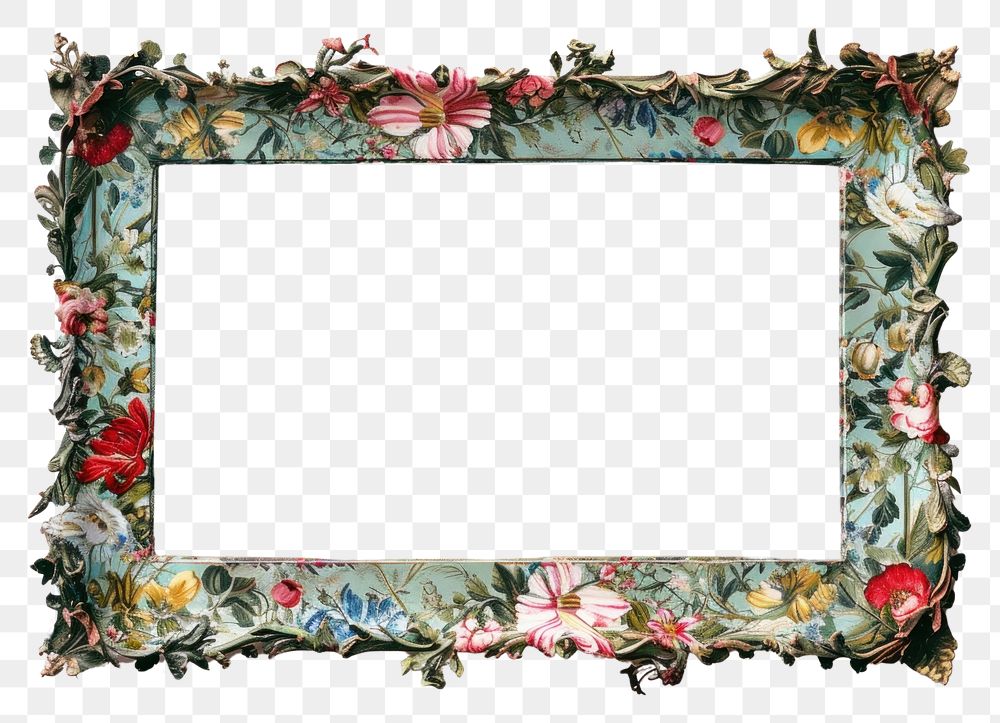 PNG Floral frame white background creativity