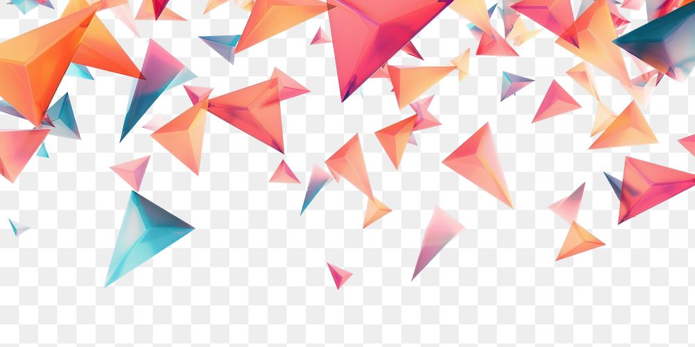 PNG Flying triangle 3d shapes border backgrounds origami paper.