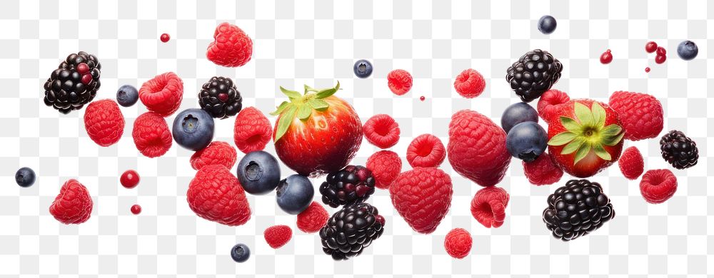 PNG Flying mixed berries strawberry blackberry raspberry