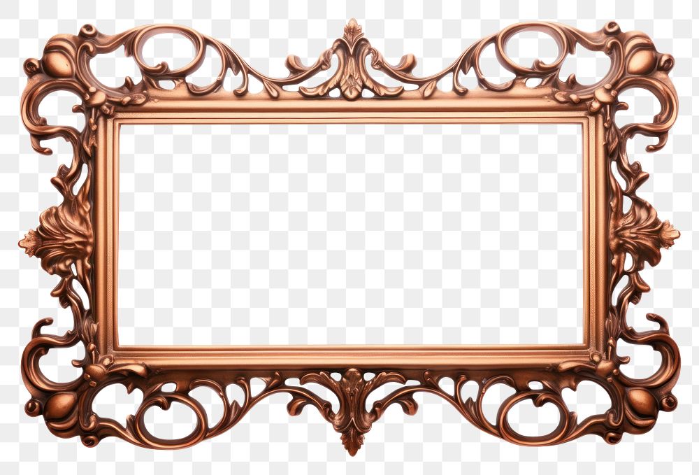 PNG Copper mirror frame white background.