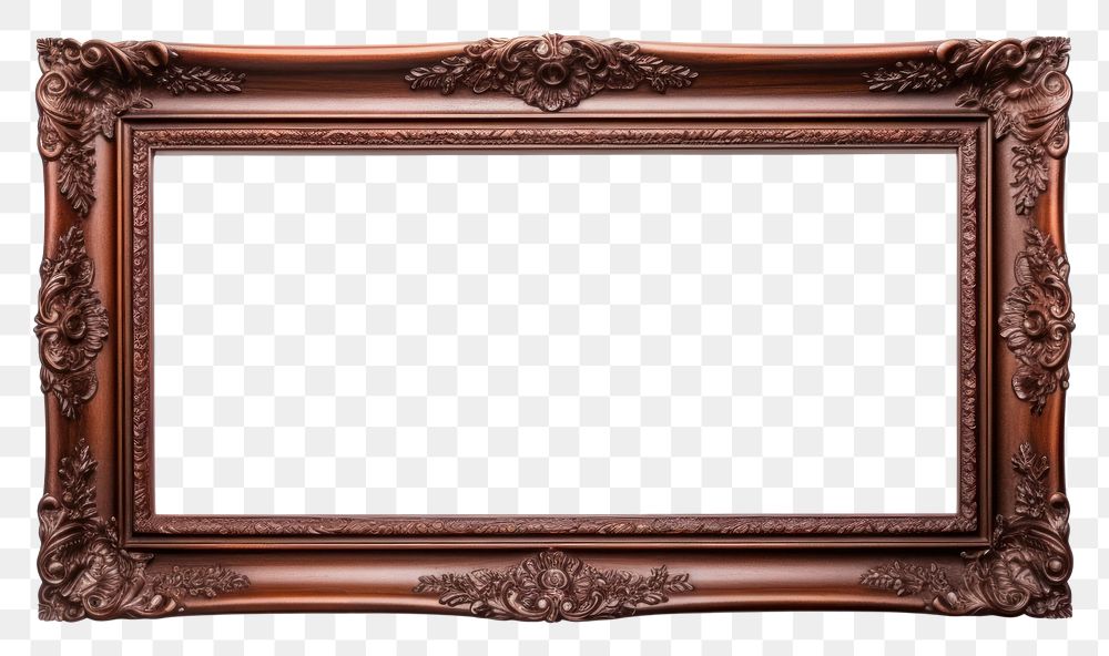 PNG Mahogany wood mirror frame white background.