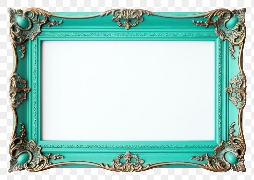 PNG Turquoise frame white background blackboard.