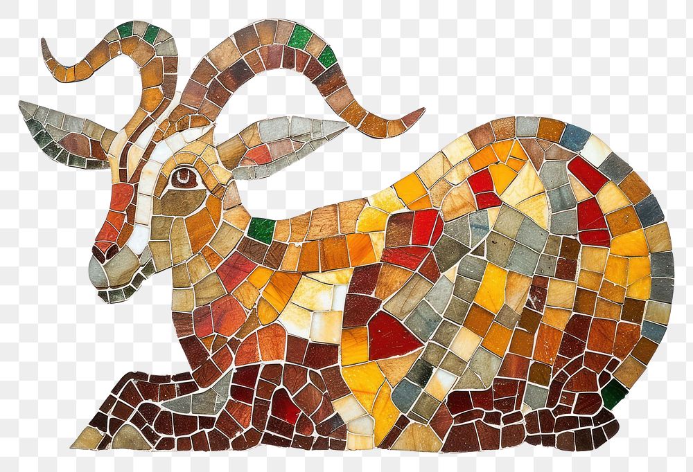 Mosaic tiles of goat animal art representation.