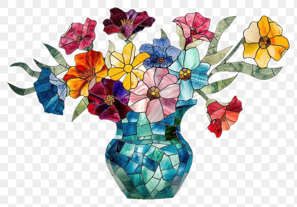 Mosaic tiles of flower vase plant art inflorescence.
