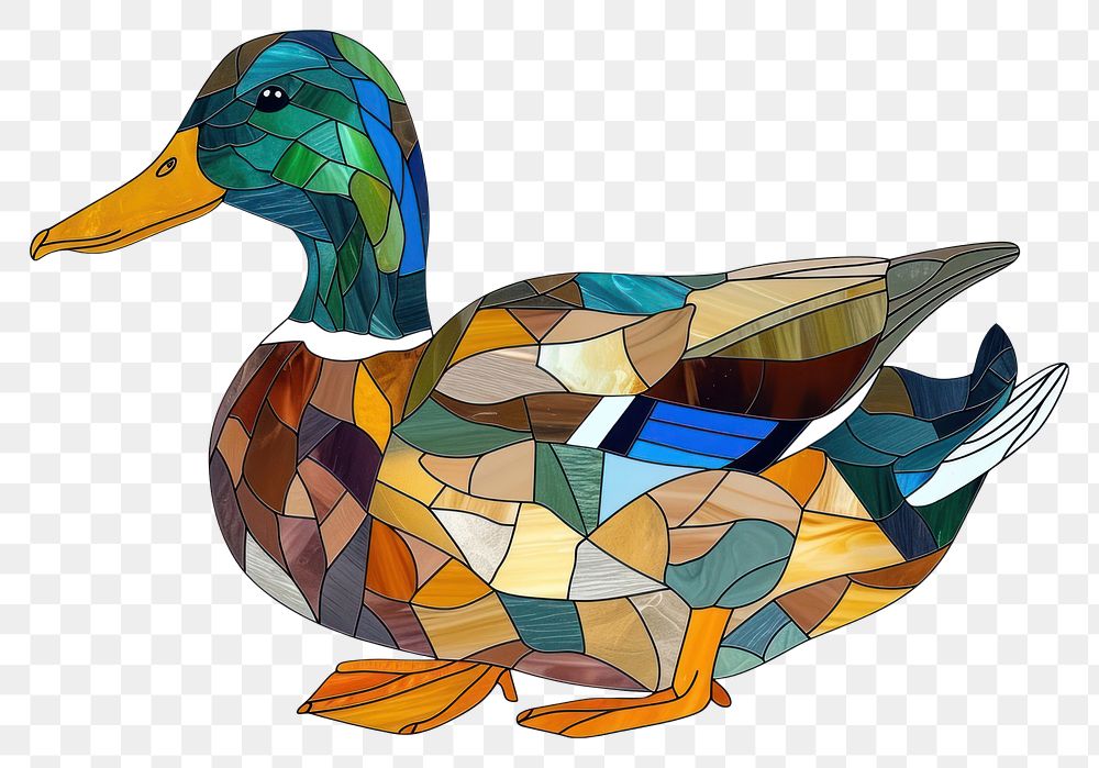 Mosaic tiles of duck animal bird art.