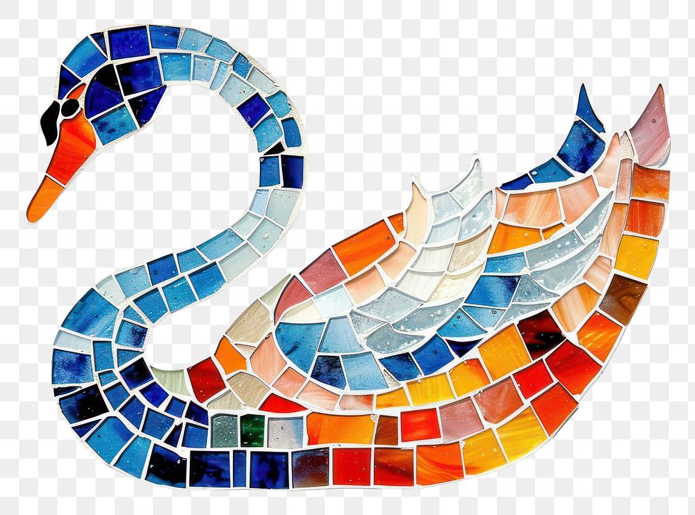 Mosaic tiles of swan art creativity pattern.
