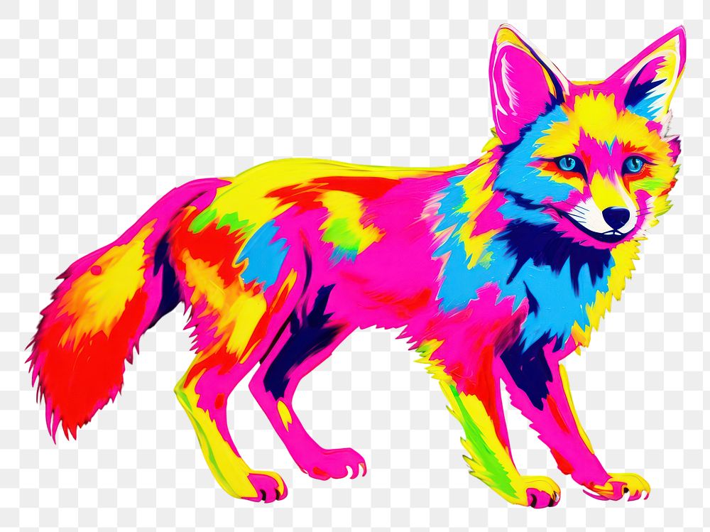 PNG Black light oil painting of a fox mammal animal purple.