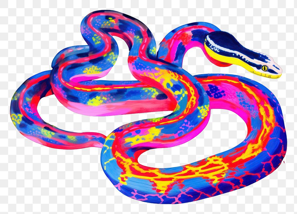 PNG Black light oil painting of a snake reptile purple yellow.