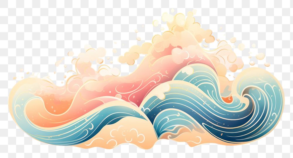 PNG Wave painting pattern drawing.