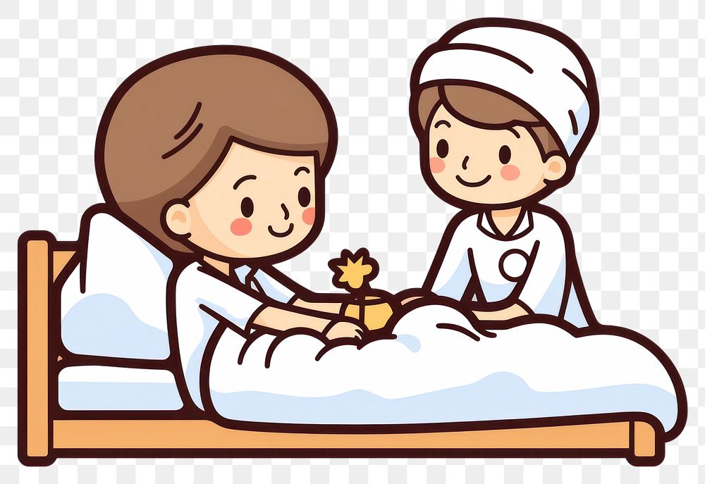 PNG A nurse caring an elderly furniture bed togetherness.