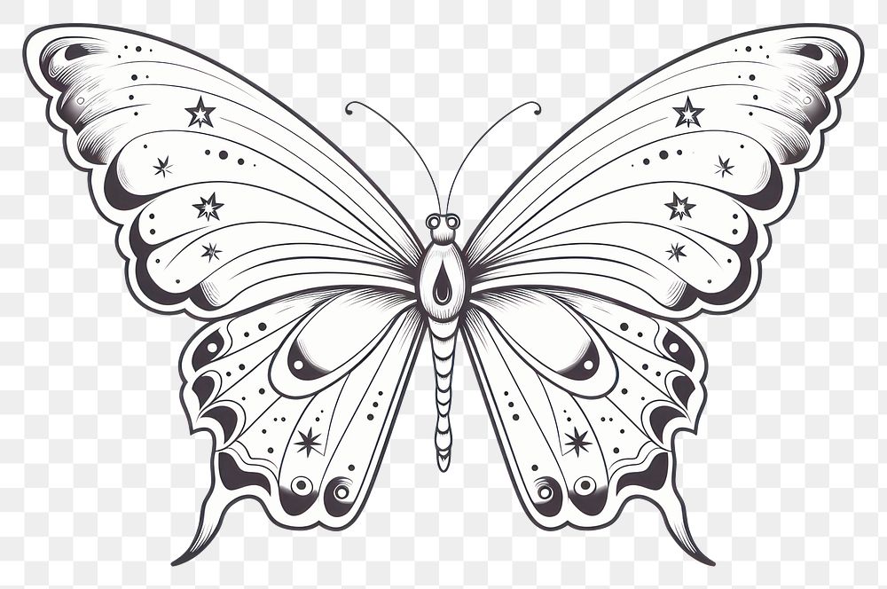 PNG A butterfly drawing sketch white.