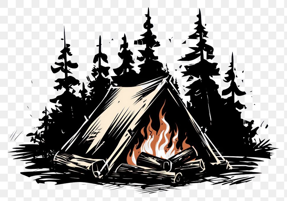 PNG A bonfire outdoors camping drawing.