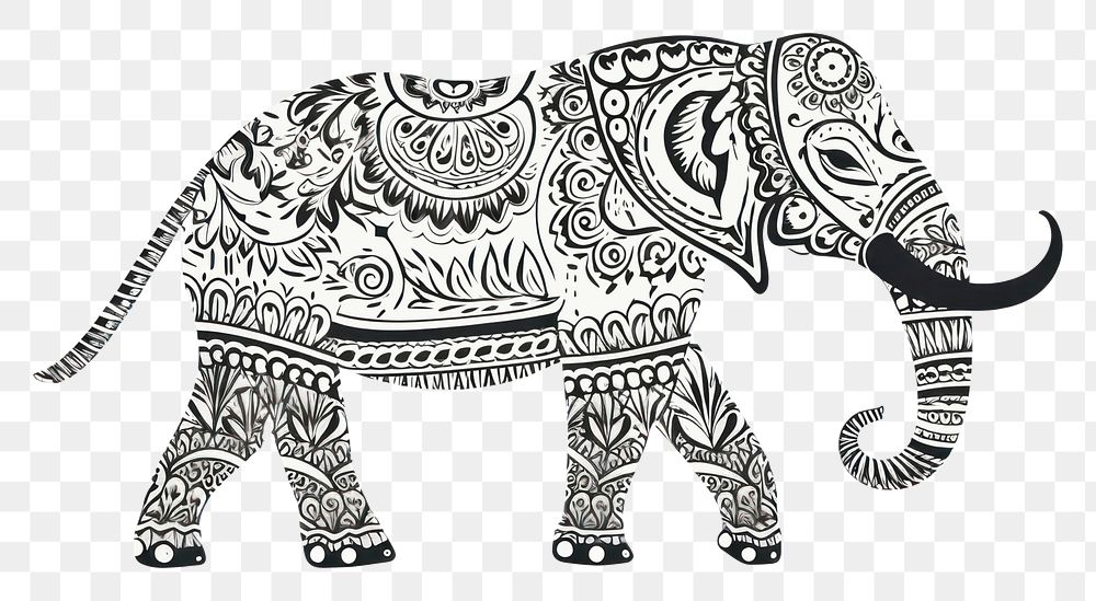 PNG Elephant drawing wildlife pattern.