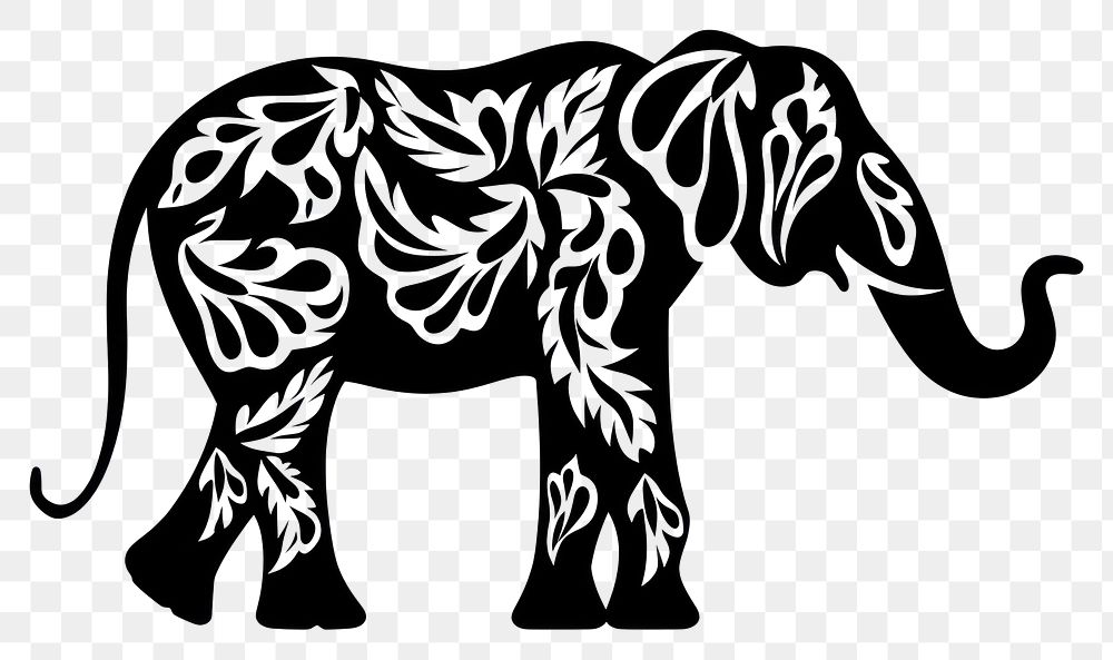 PNG Elephant silhouette pattern drawing.