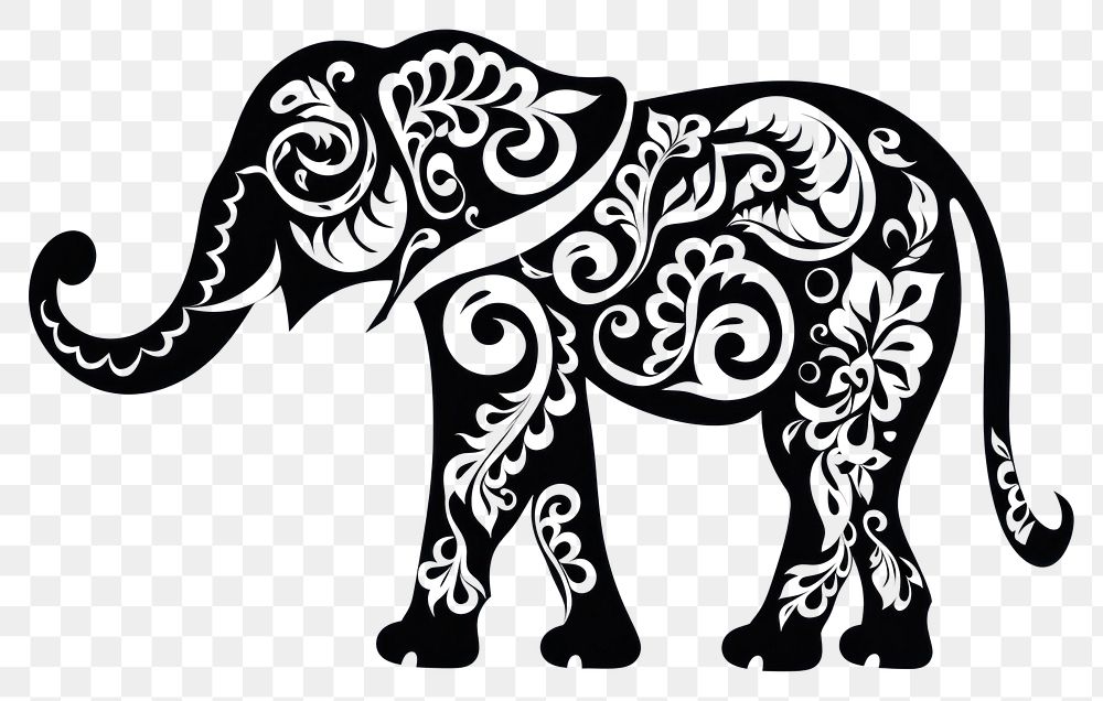PNG Elephant drawing silhouette pattern.