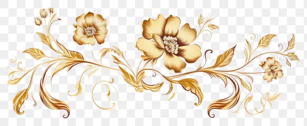 PNG Flower Linear vector gold pattern flower white.