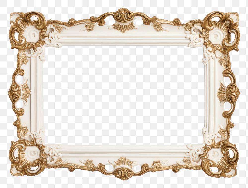 PNG Baroque frame vintage rectangle white photo.