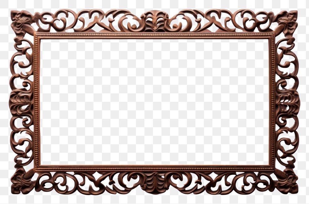 PNG Brown frame vintage rectangle white background architecture.