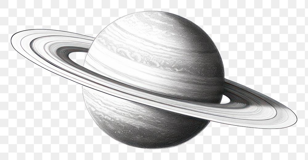 PNG Illustration of saturn drawing white background monochrome.