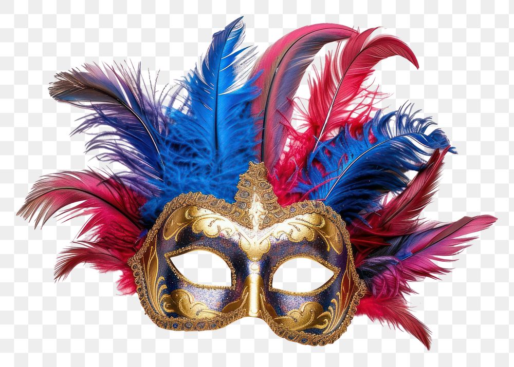 PNG  Venetian carnival mask feather white background lightweight.