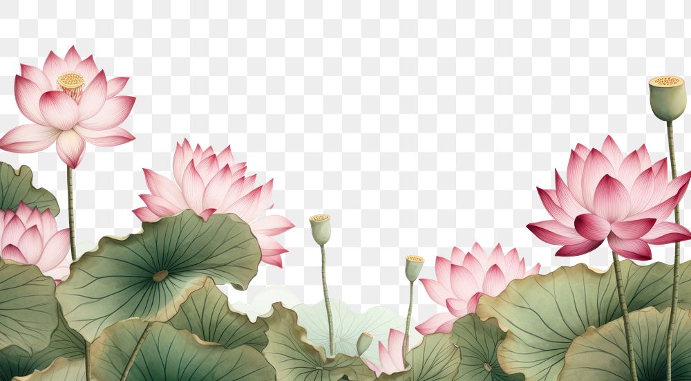 PNG Lotus line horizontal border flower plant petal.