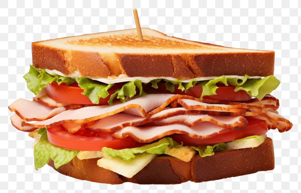 PNG  Toasted Club Sandwich sandwich lettuce tomato.