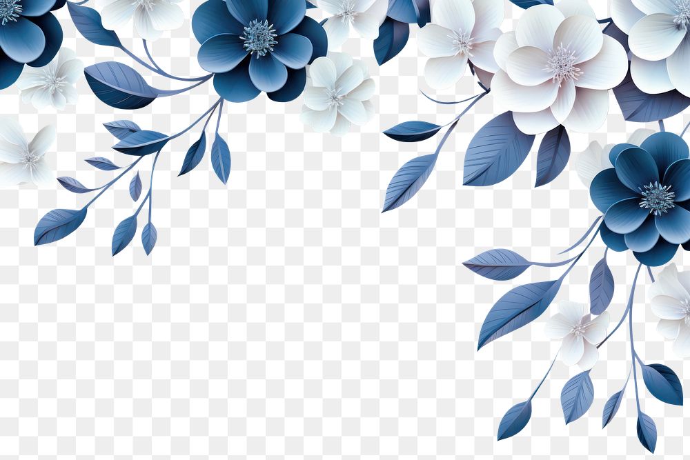 PNG  Blue floral border flower backgrounds pattern