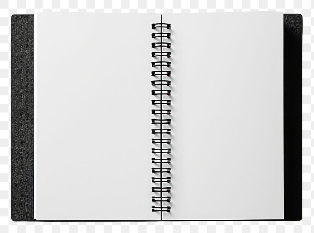PNG Open spiral bound notepad white paper publication diary black.