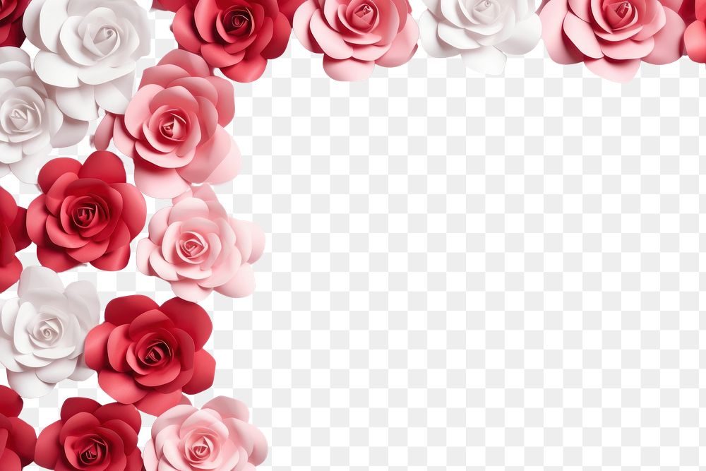 PNG  Pink red white roses floral border flower backgrounds petal.