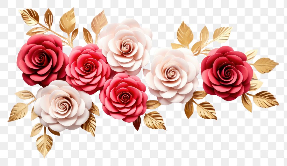 PNG  Pink red white roses floral border flower jewelry plant