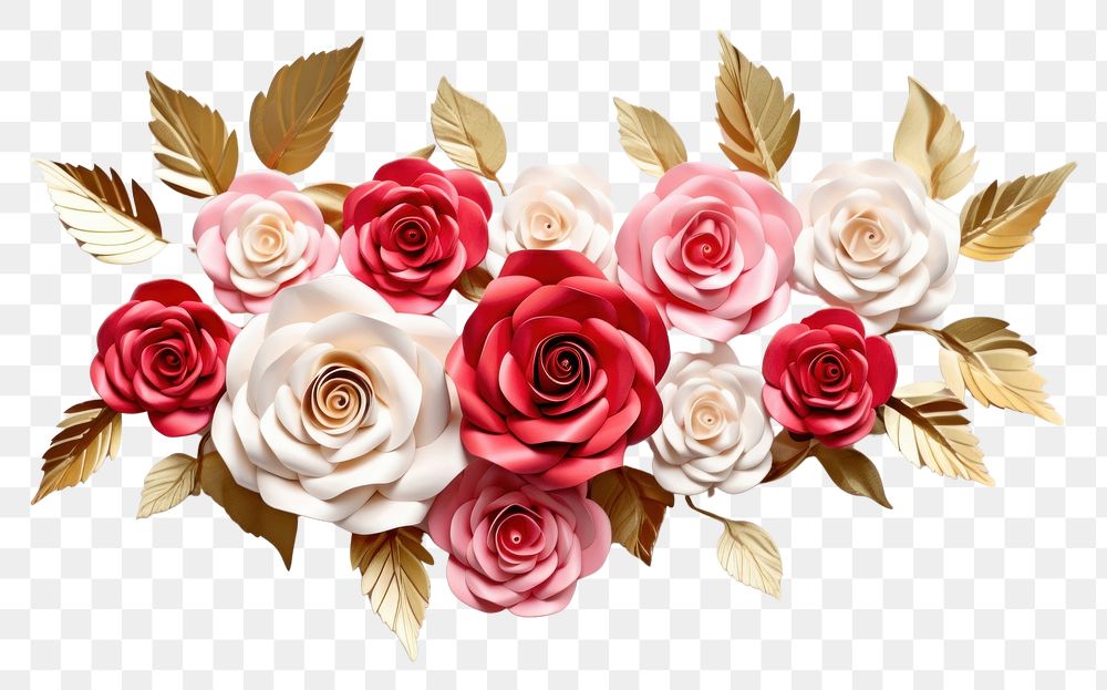PNG  Pink red white roses floral border flower pattern petal.