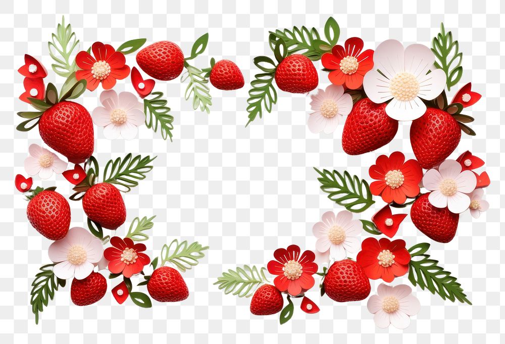 PNG Strawberry floral border flower fruit plant.