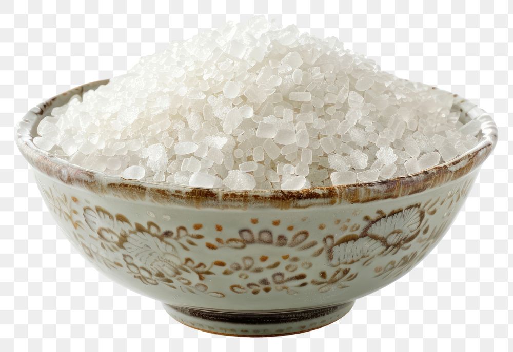 PNG  White granular in bowl food white background freshness.