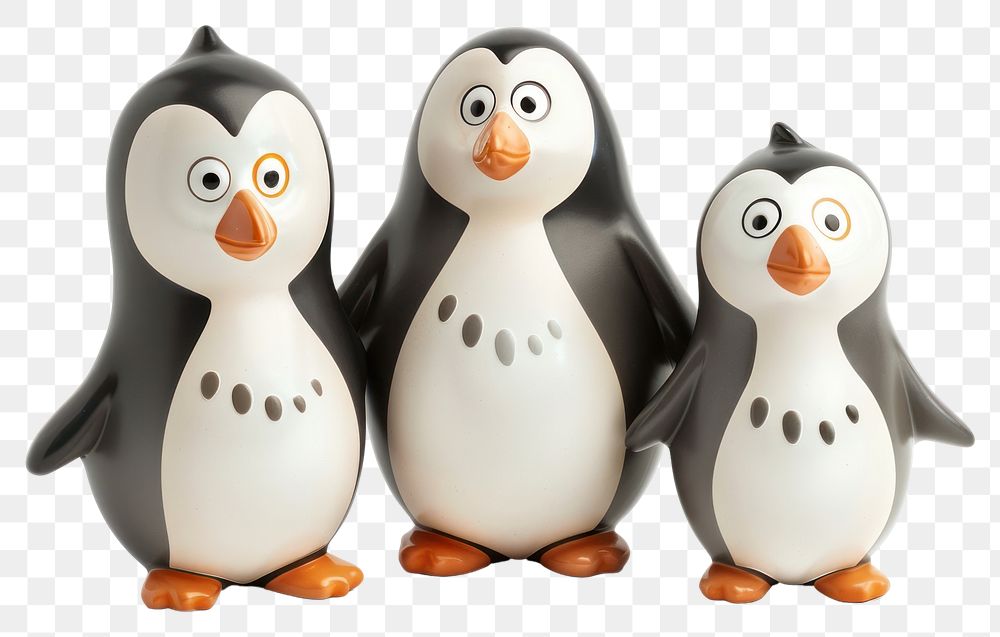PNG Cute penguins family figurine animal bird.