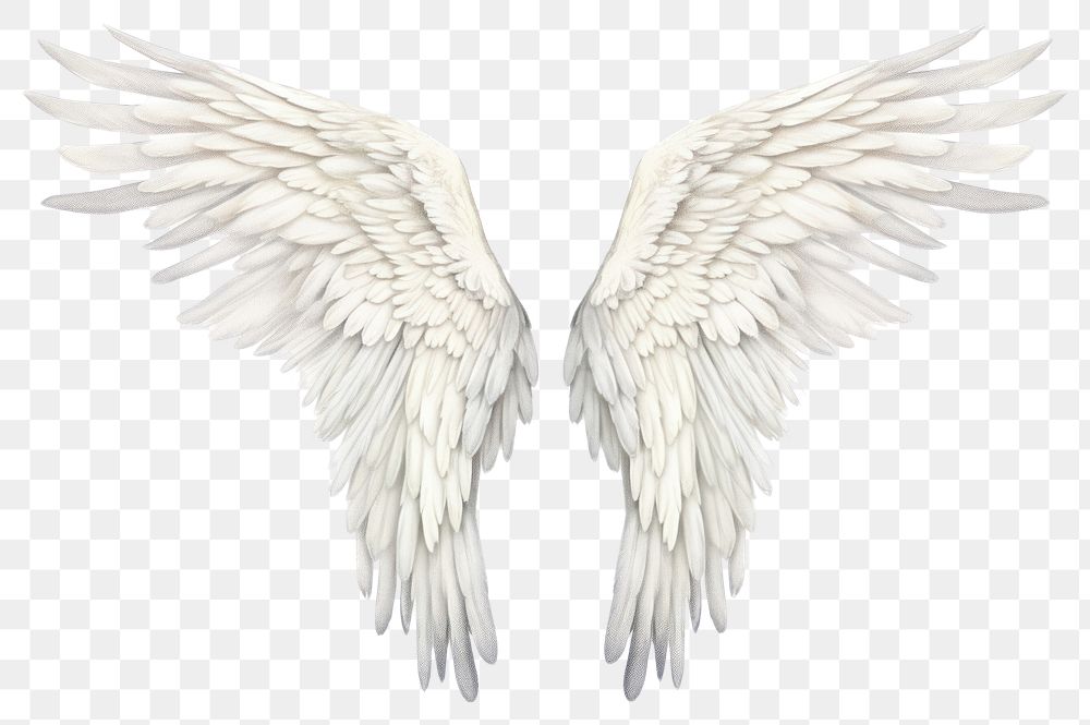 PNG White angel wings bird white background archangel.