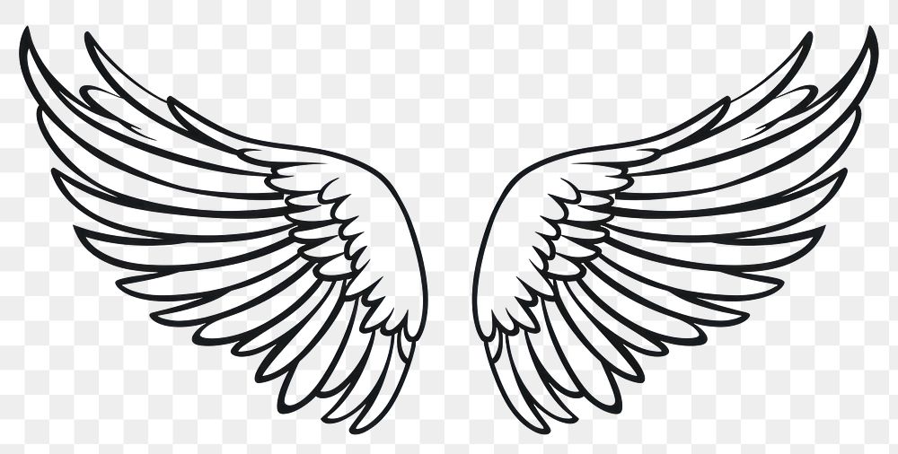 PNG Angel wings doodle white line creativity.