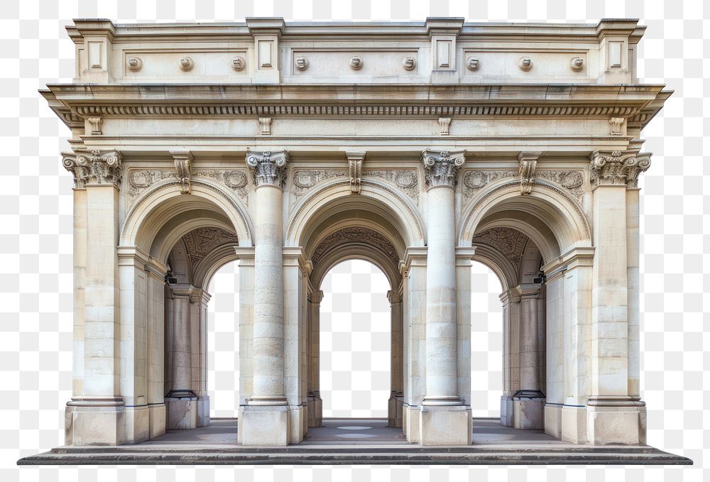 PNG Architecture photo of arch white background colonnade building.