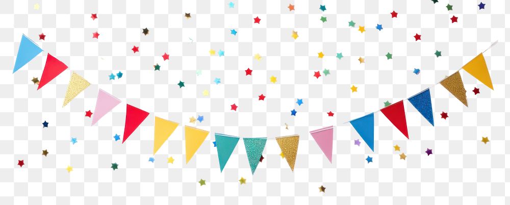 PNG Bunting with confetti border white background celebration anniversary.