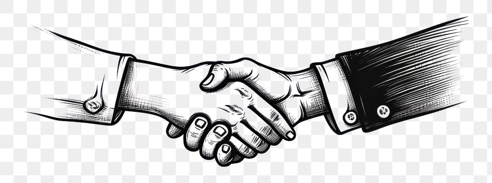 PNG Handshake monochrome agreement greeting.