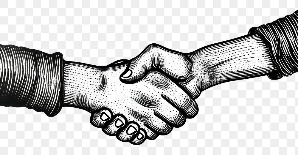 PNG Handshake monochrome agreement drawing.