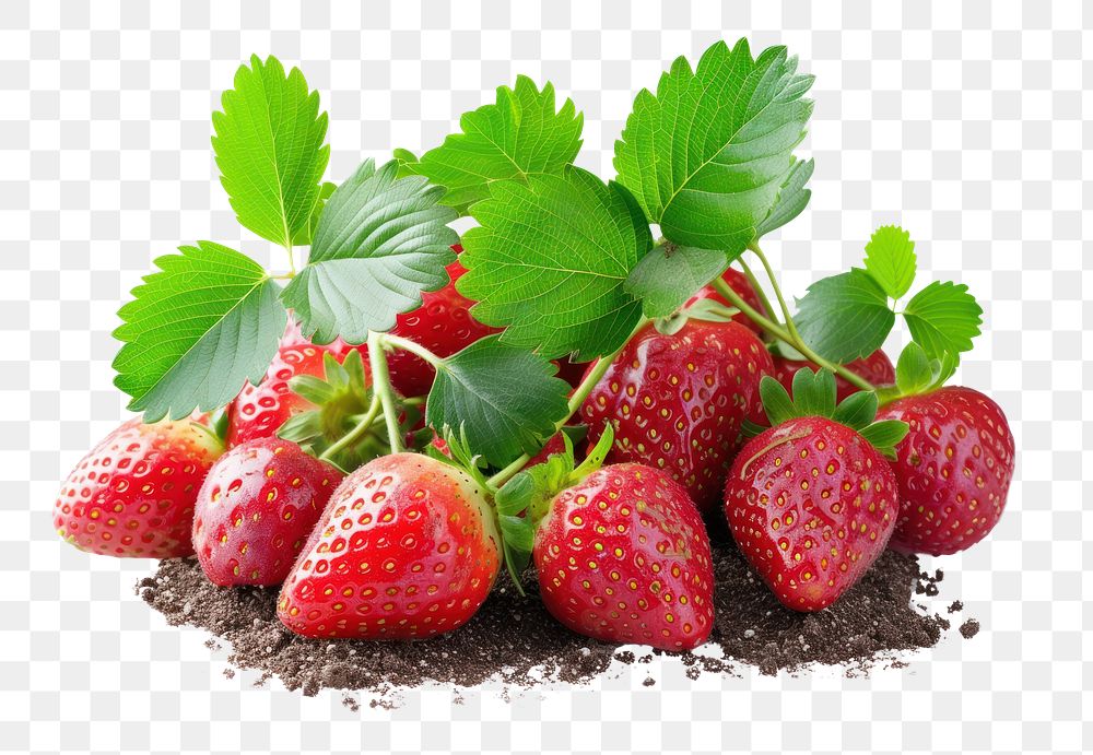 PNG Fresh organic strawberry farming fruit plant food.