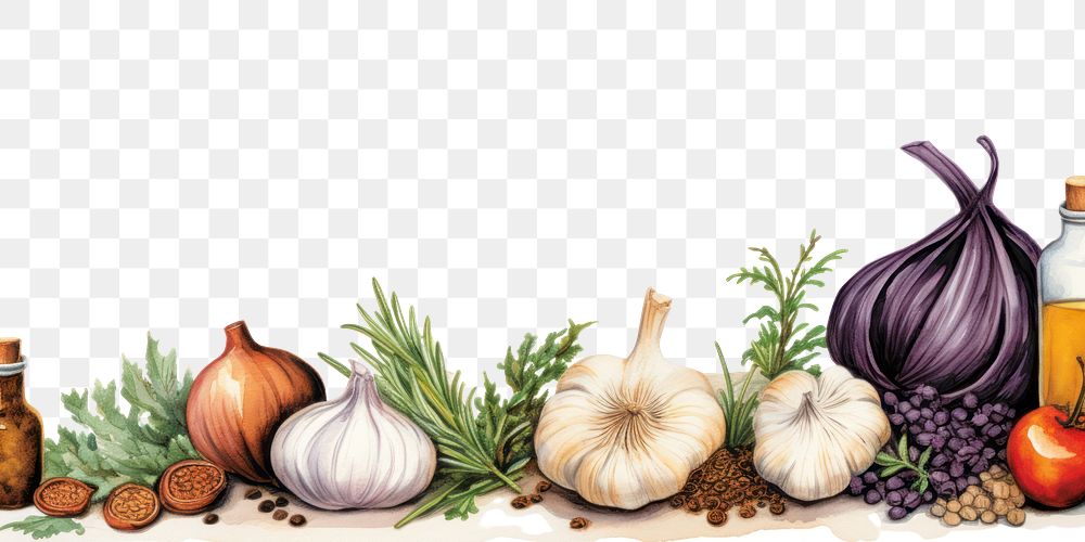 PNG Food line horizontal border vegetable garlic plant.