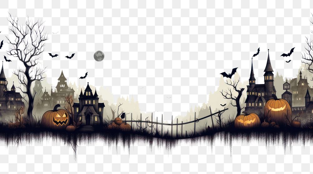PNG Halloween line horizontal border outdoors architecture tranquility.