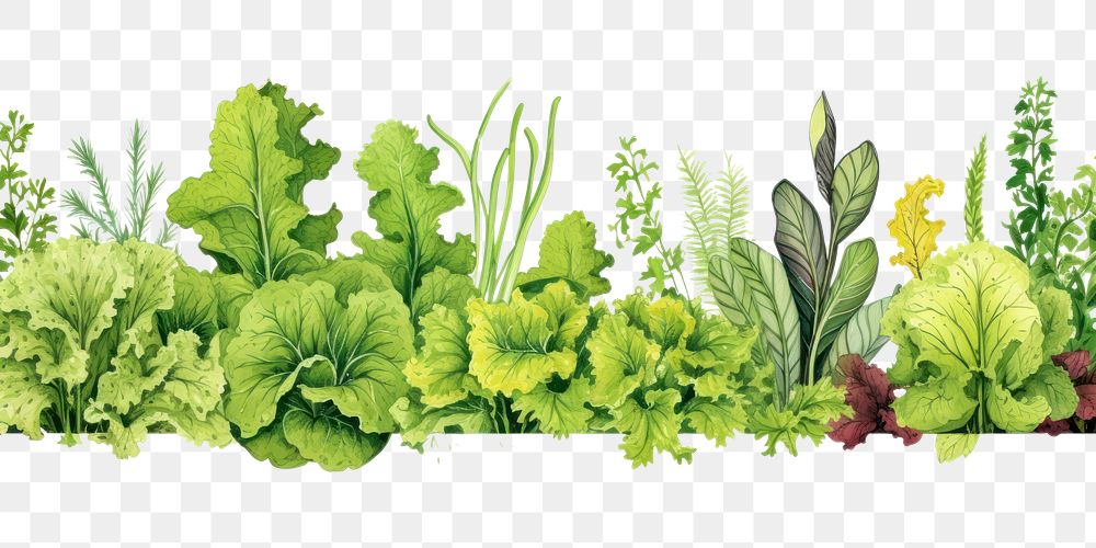 PNG Salad line horizontal border vegetable lettuce plant.
