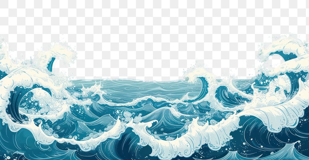 PNG Sea wave border backgrounds outdoors nature.